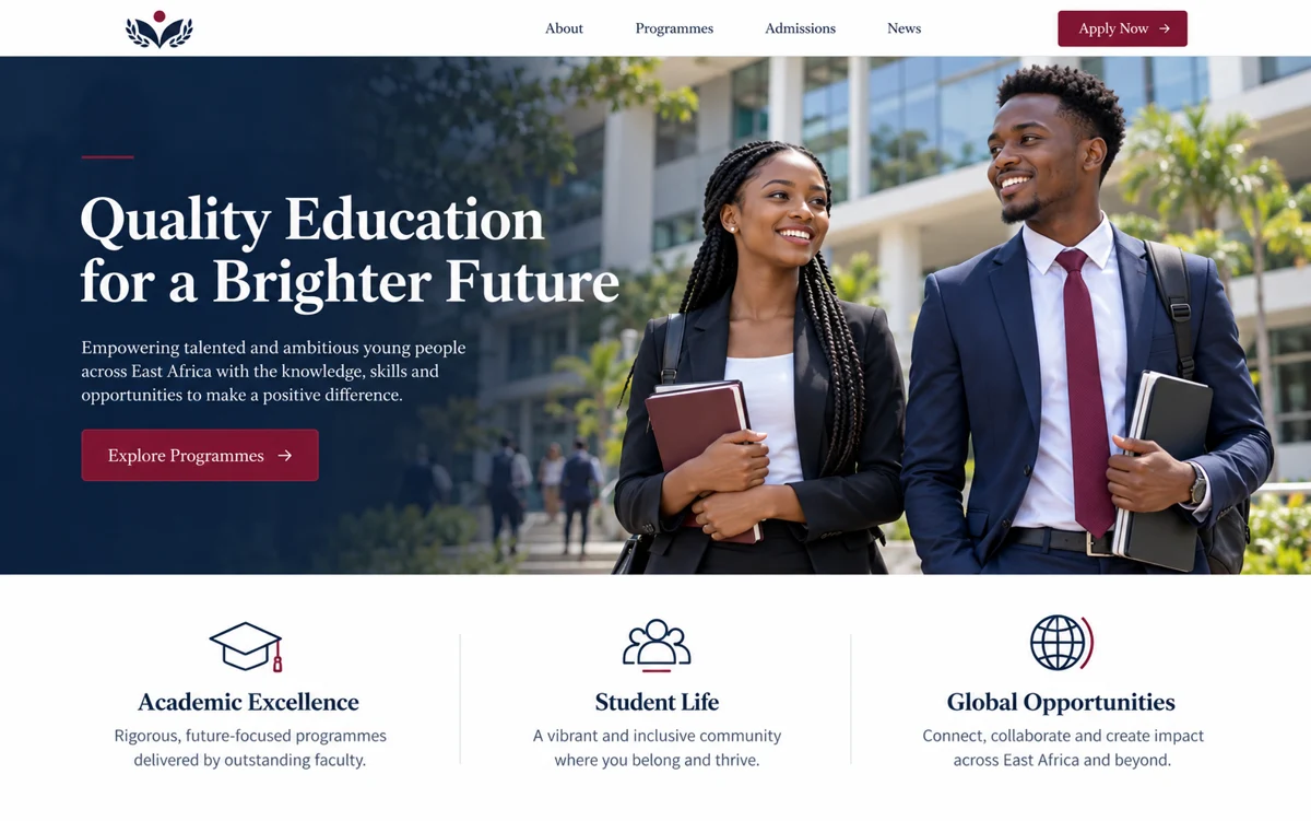 Education website design preview