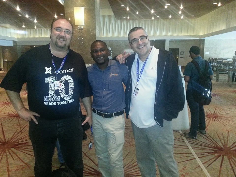 Fred Abunyanga with members of the Joomla community.