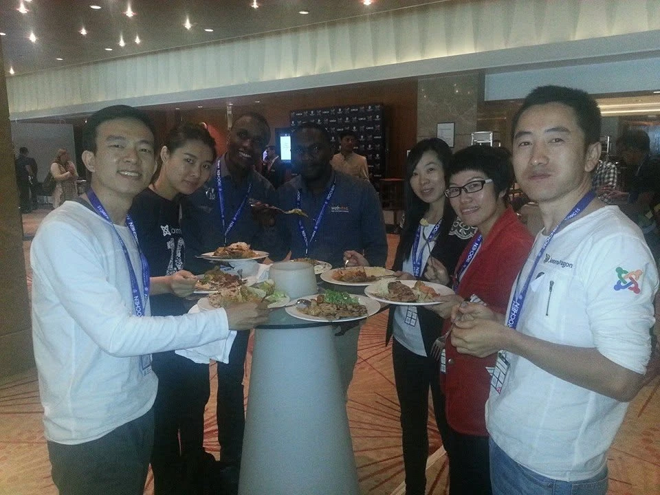 Fred Abunyanga with Joomla community members from China, 2015.