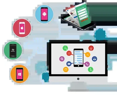 Connected mobile applications and devices illustration