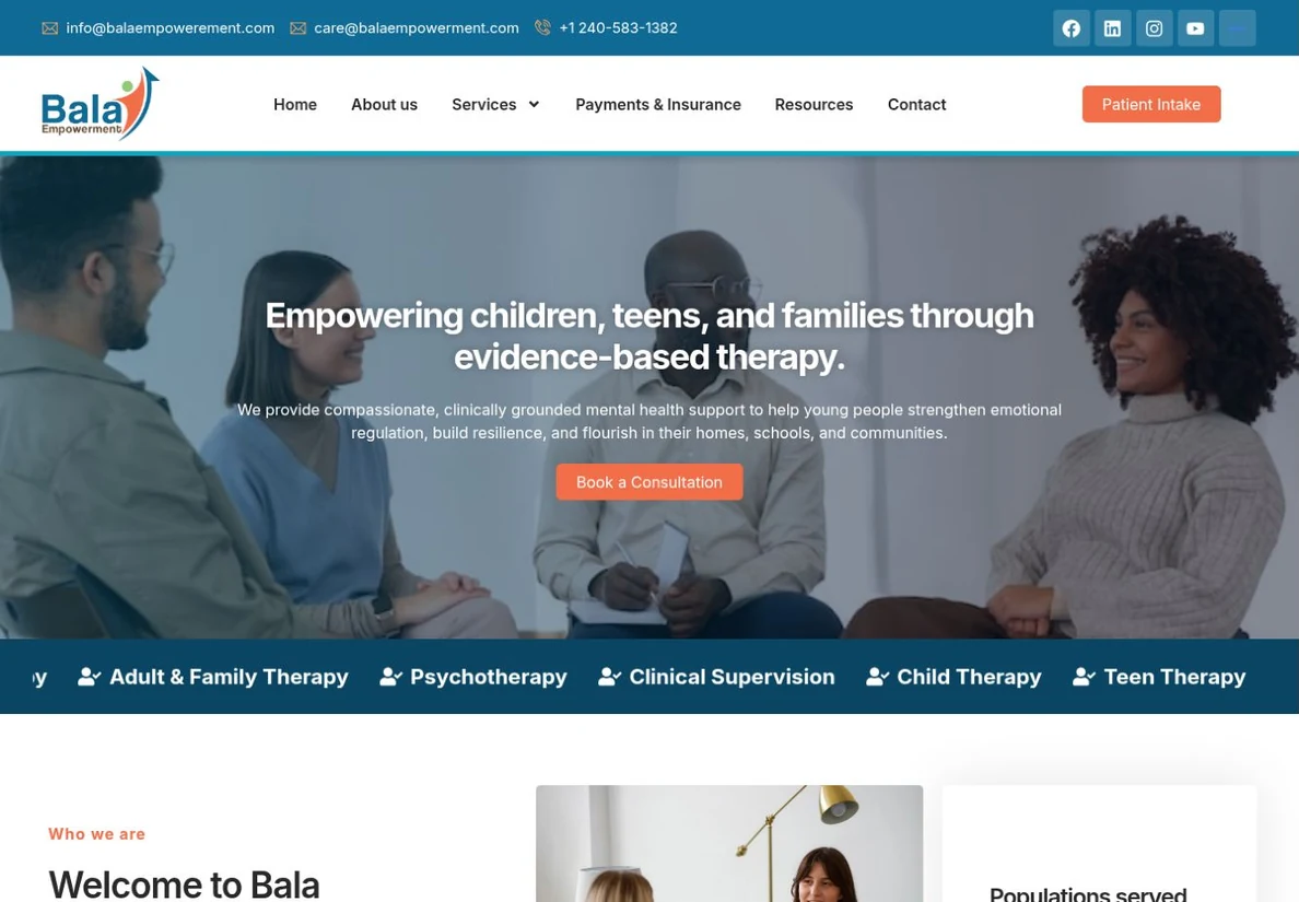 Bala Empowerment — live website design preview