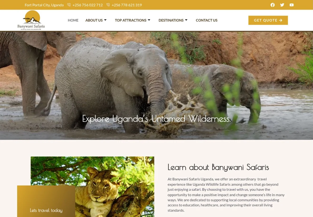 Banywani Safaris — live website design preview