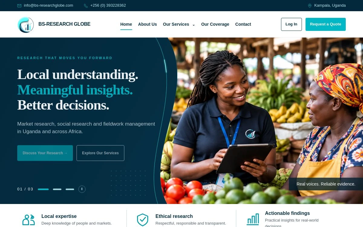 BS-Research Globe — live website design preview