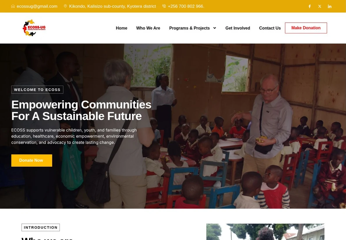 ECOSS Uganda — live website design preview
