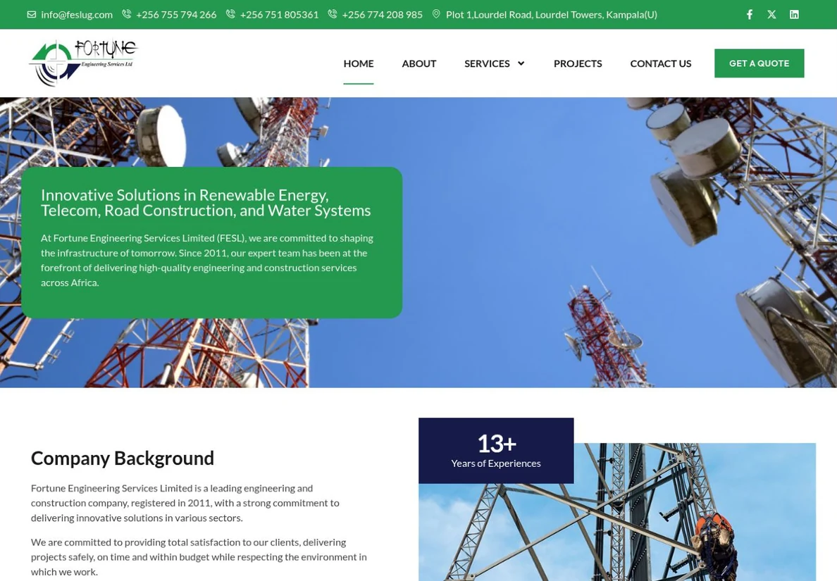 Fortune Engineering Services Ltd — live website design preview