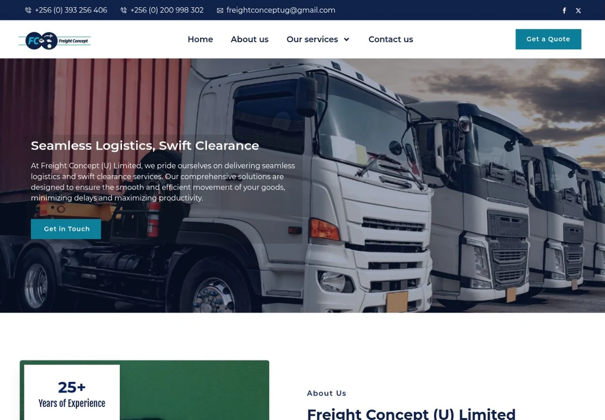 Freight Concept (U) Ltd — live website design preview