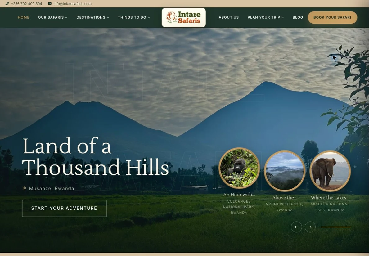 Intare Safaris — live website design preview