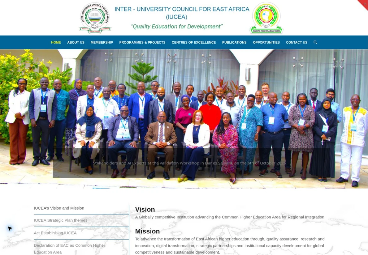 Inter-University Council for East Africa — live website design preview