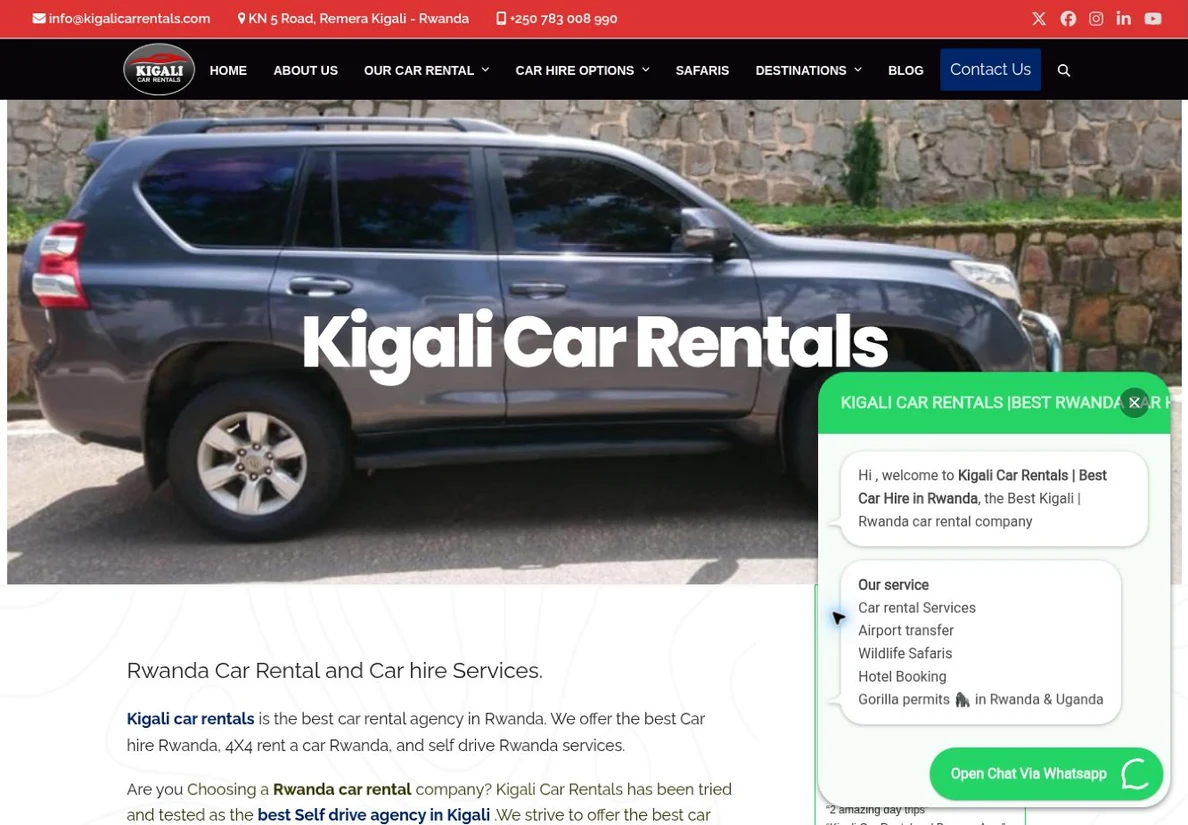 Kigali Car Rentals — live website design preview