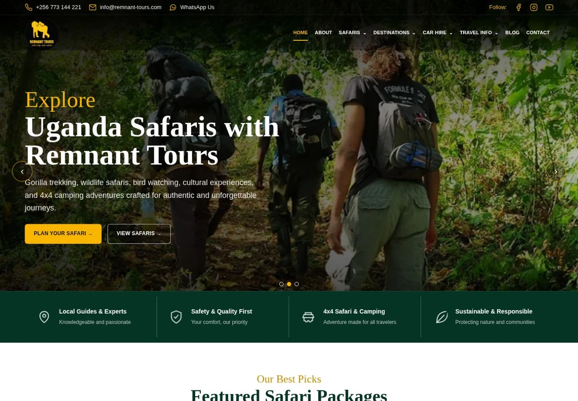 Remnant Tours — live website design preview