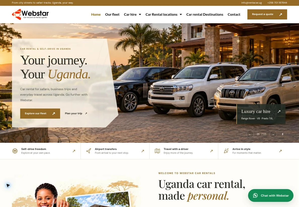Webstar Car Rentals — live website design preview