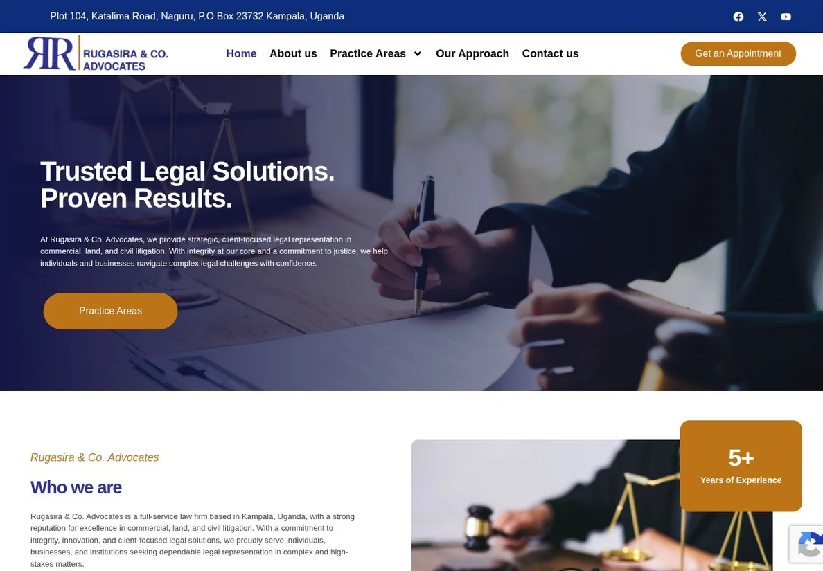 Rugasira & Co. Advocates — live website design preview