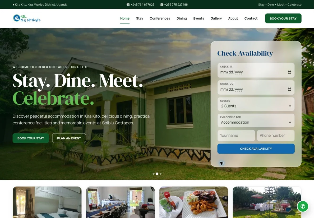 Solblu Cottages — live website design preview