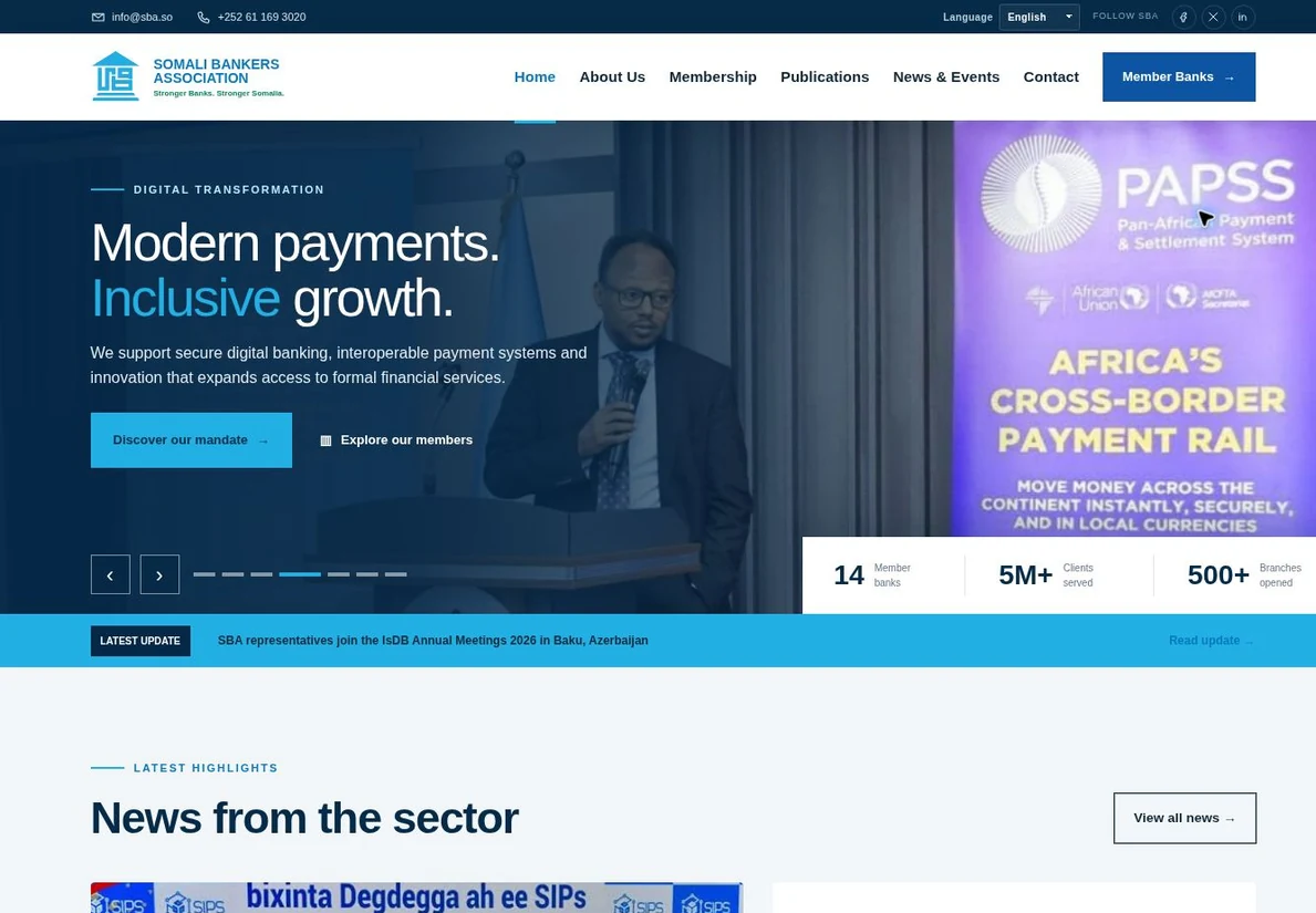 Somali Bankers Association — live website design preview