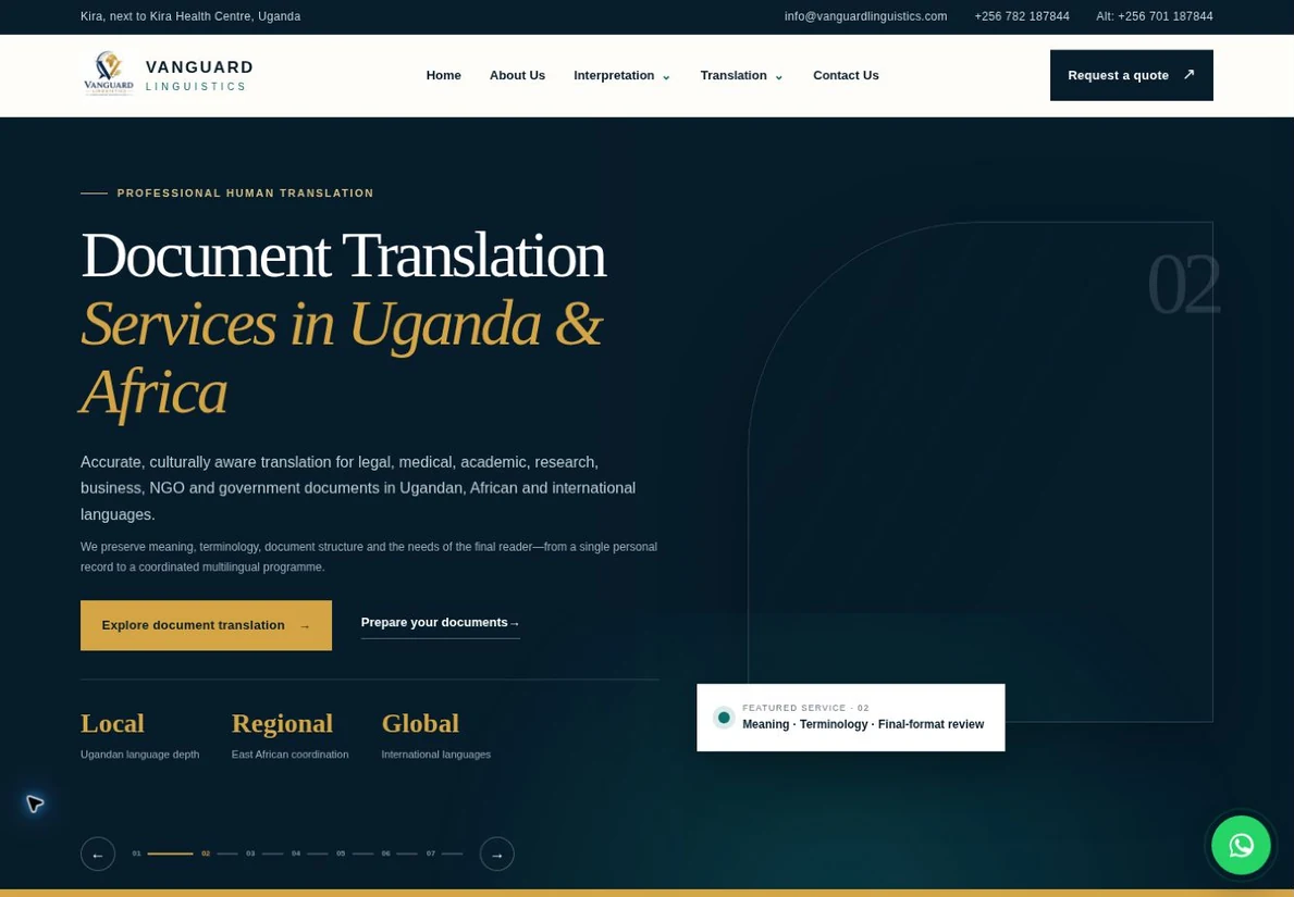 Vanguard Linguistics — live website design preview