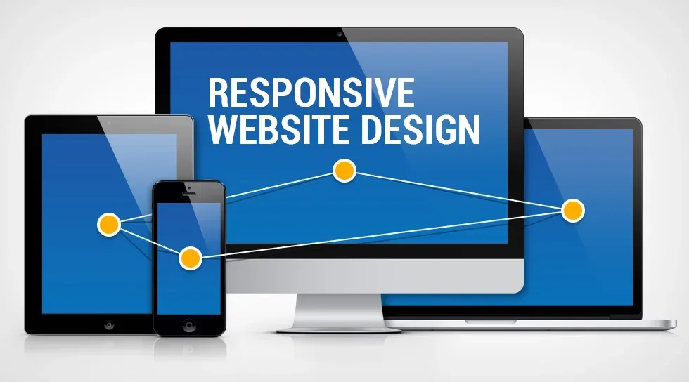 Responsive website displayed on desktop, tablet and phone