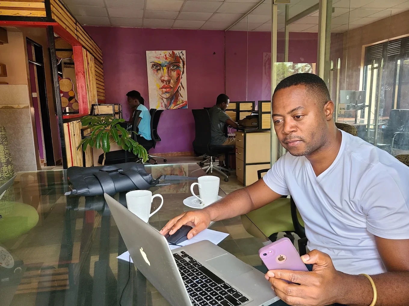 A Webstar team member working in the office.